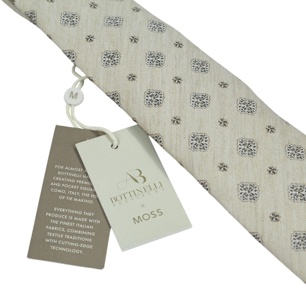 Tessitura Bottinelli x Moss Beige Patterned Tie Bundle x 3