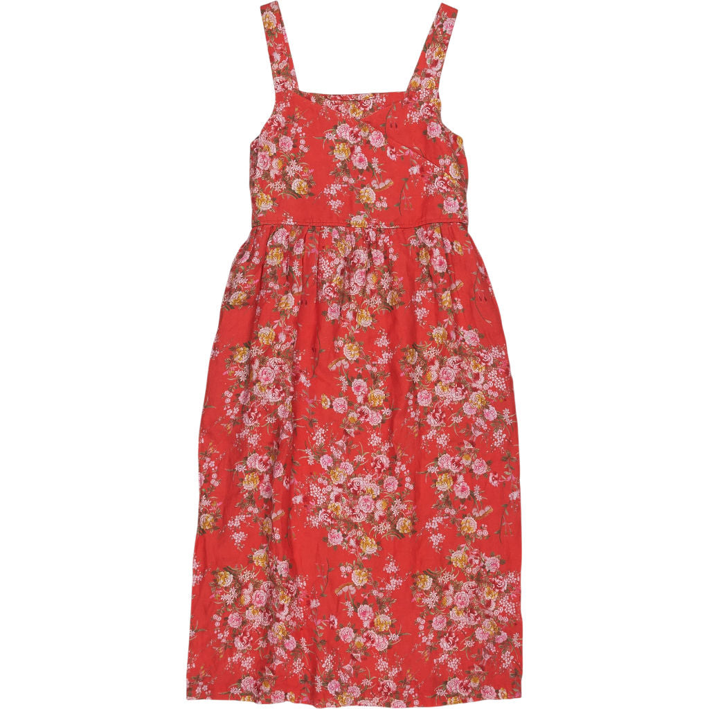 By Walid Red Floral Linen Dress