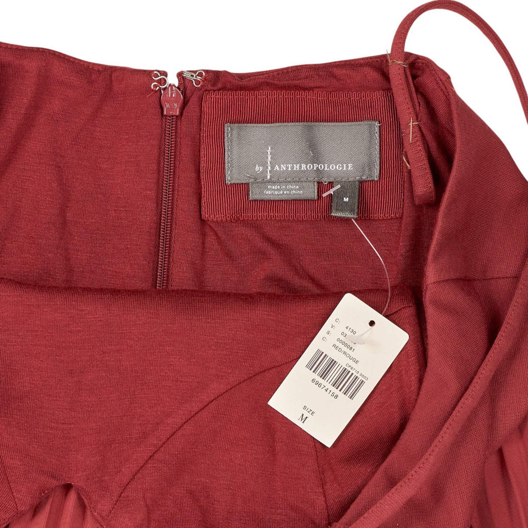Anthropologie Red Pleated Midi Dress
