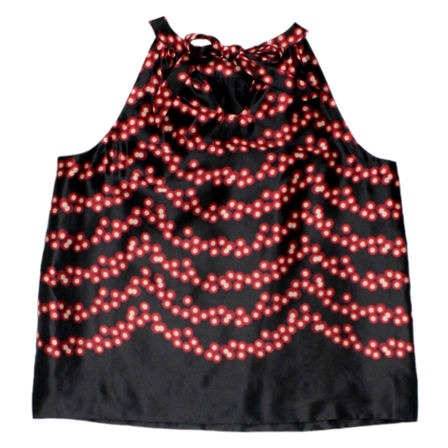 Orla Kiely Black/Red Tie Neck Top