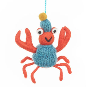 Handmade Felt Christmas Hanging Tree Decoration - Sammy Snowcrab