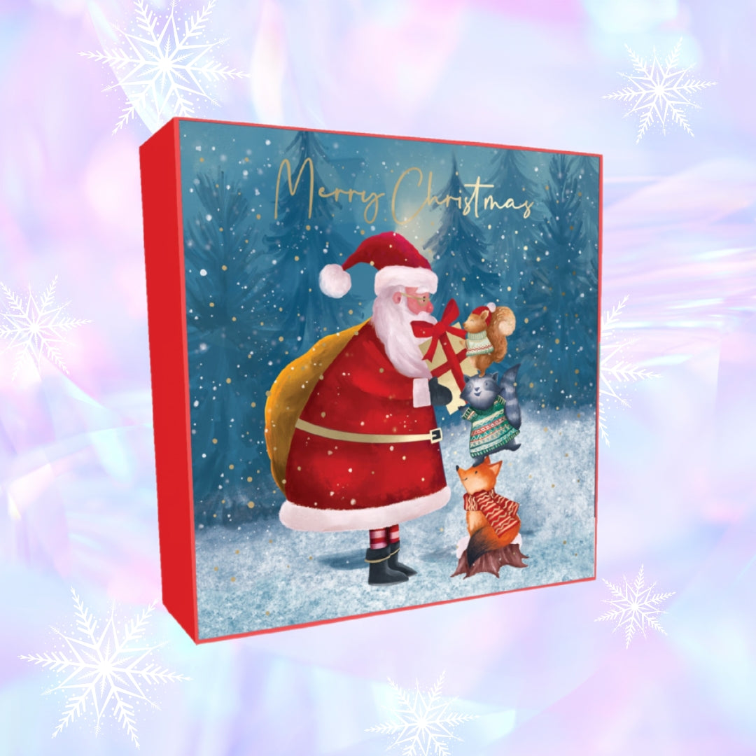 Santa With Animals Christmas cards - pack of 8