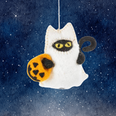 Handmade Felt 'Boo! Cat' Hanging Halloween Decoration