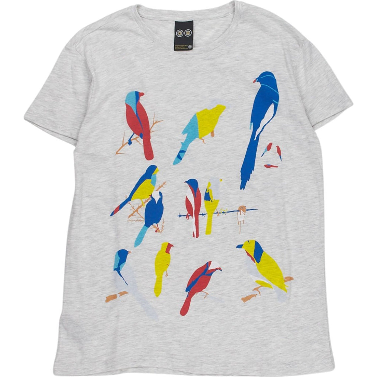 Mother of Pearl Grey Bird Pattern T-Shirt
