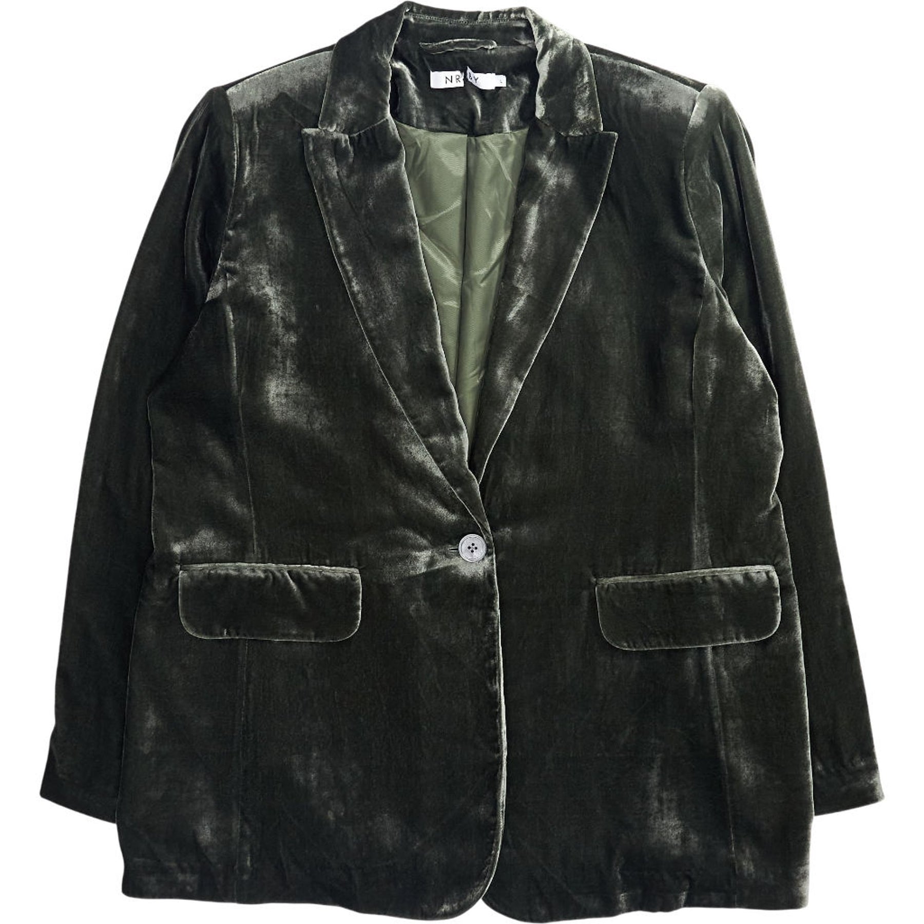 NRBY Green Velvet Blazer Jacket