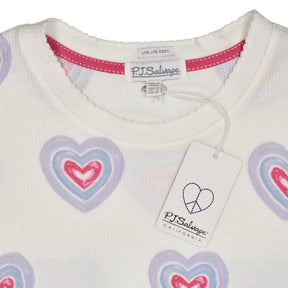 P.J. Salvage White Heart Print Pajama Top