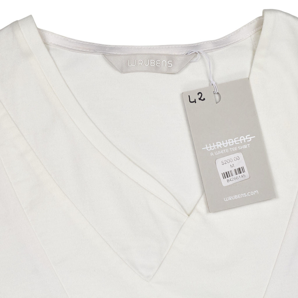 W. Rubens White V Neck Cotton T-Shirt