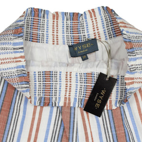 WYSE Tan Blue Stripe Angeline Shorts