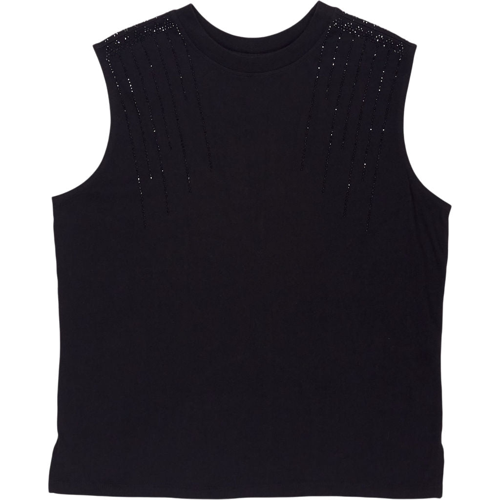 Hush Black Sleeveless Top with Beaded Detail