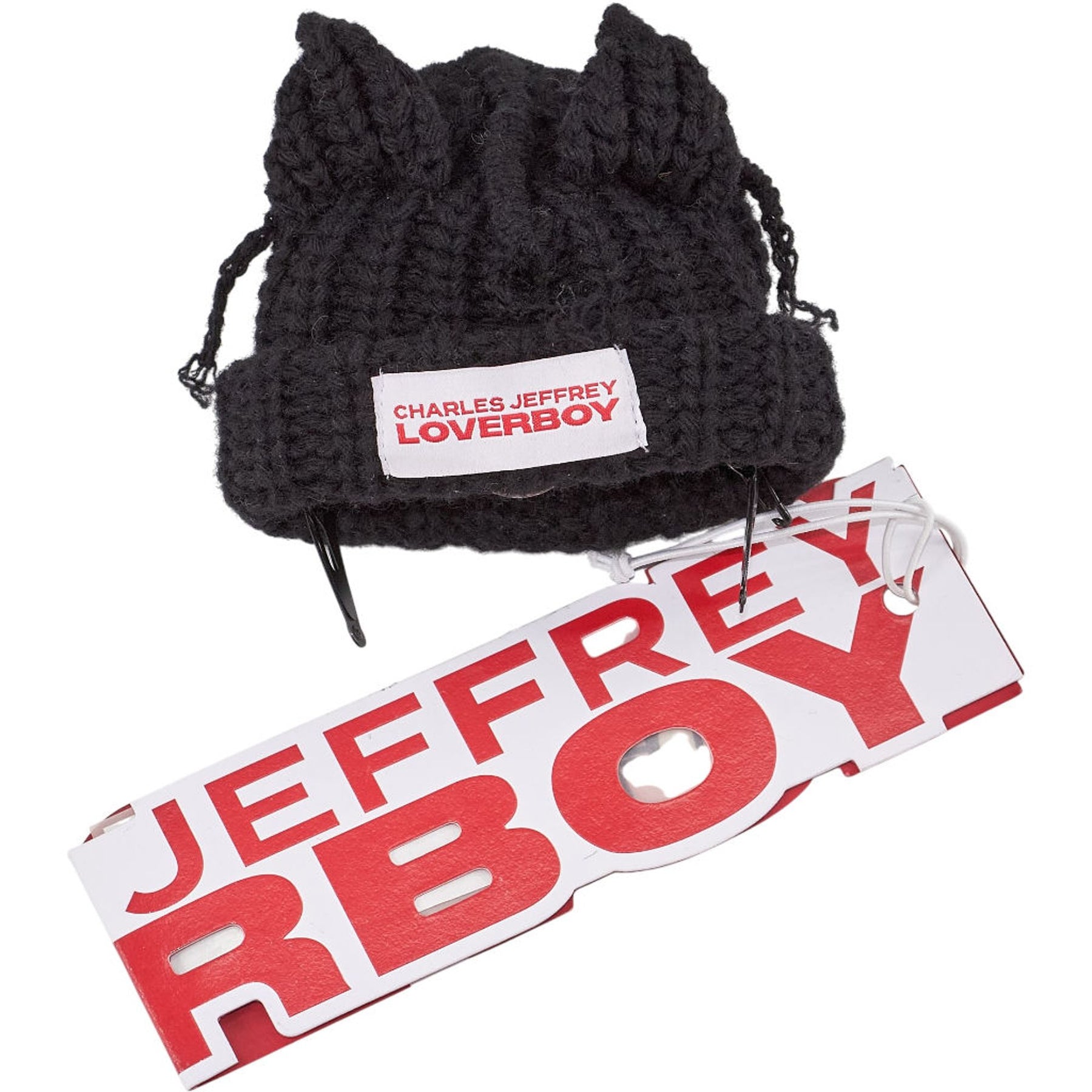 Charles Jeffrey Black Hairpiece - Mini Chunky Ears Beanie