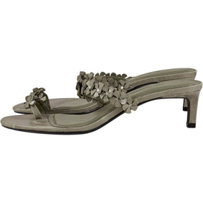 Pull & Bear Green Flower Embellished Sandals