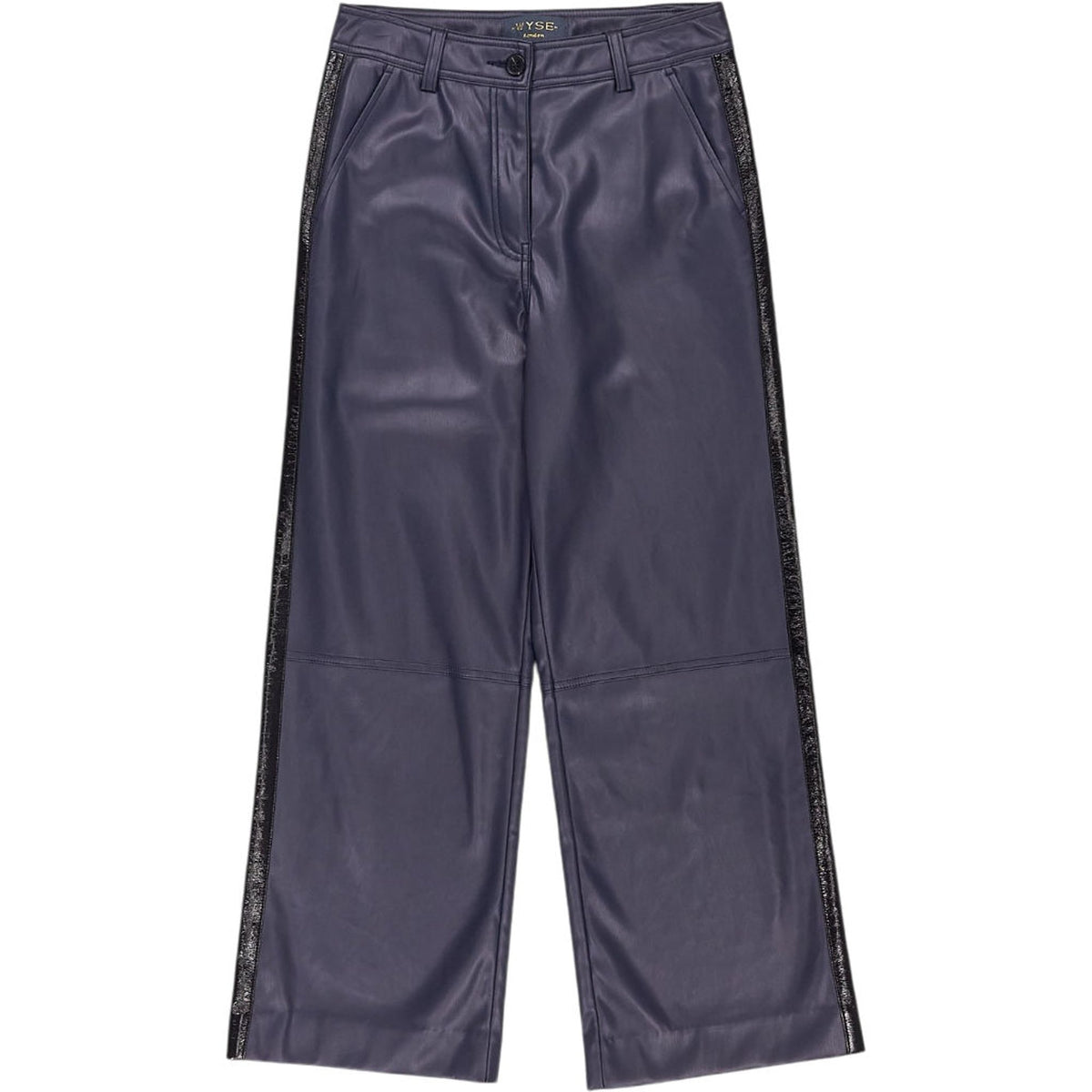 Wyse Blue Faux Leather Trousers