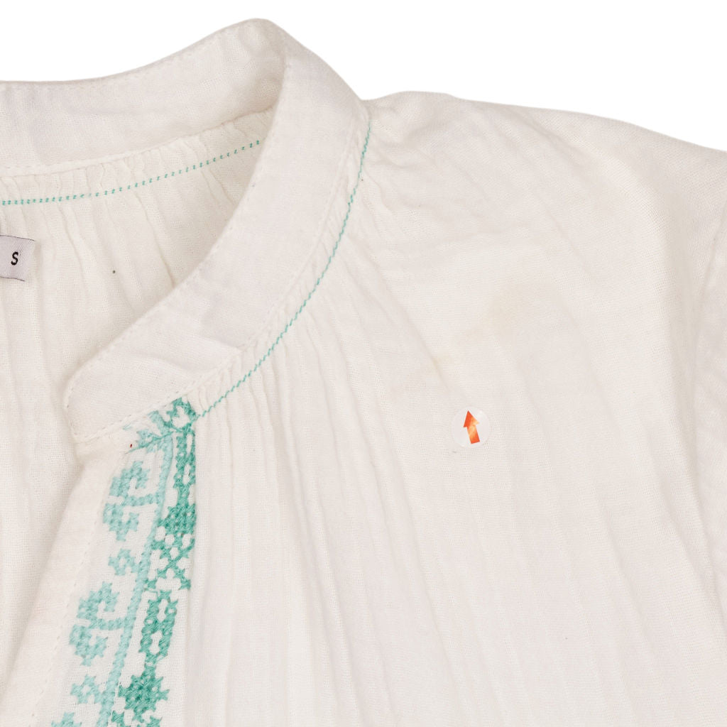 NRBY White Green Embroidered Top