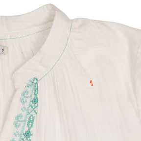 NRBY White Green Embroidered Top
