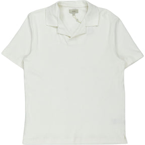 Moss White Cotton Towelling Polo Shirt