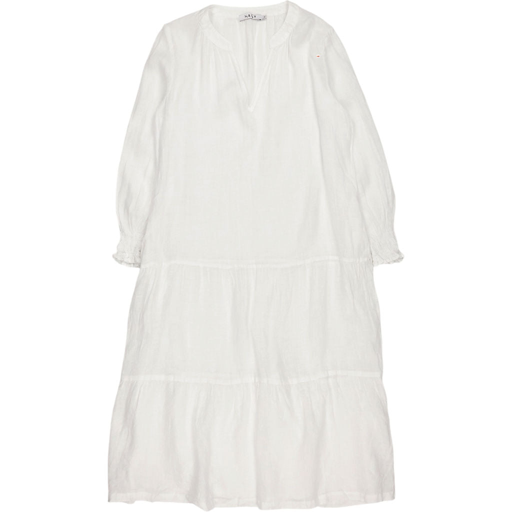 NRBY White Linen Midi Dress