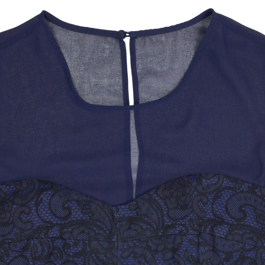 BCBG Max Azria Navy Sleeveless Peplum Top