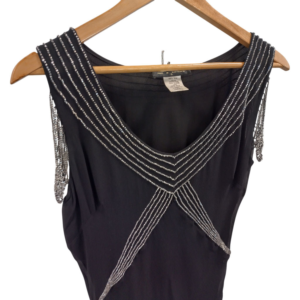 Vintage Collette Dinnigan Black Silk Beaded Dress