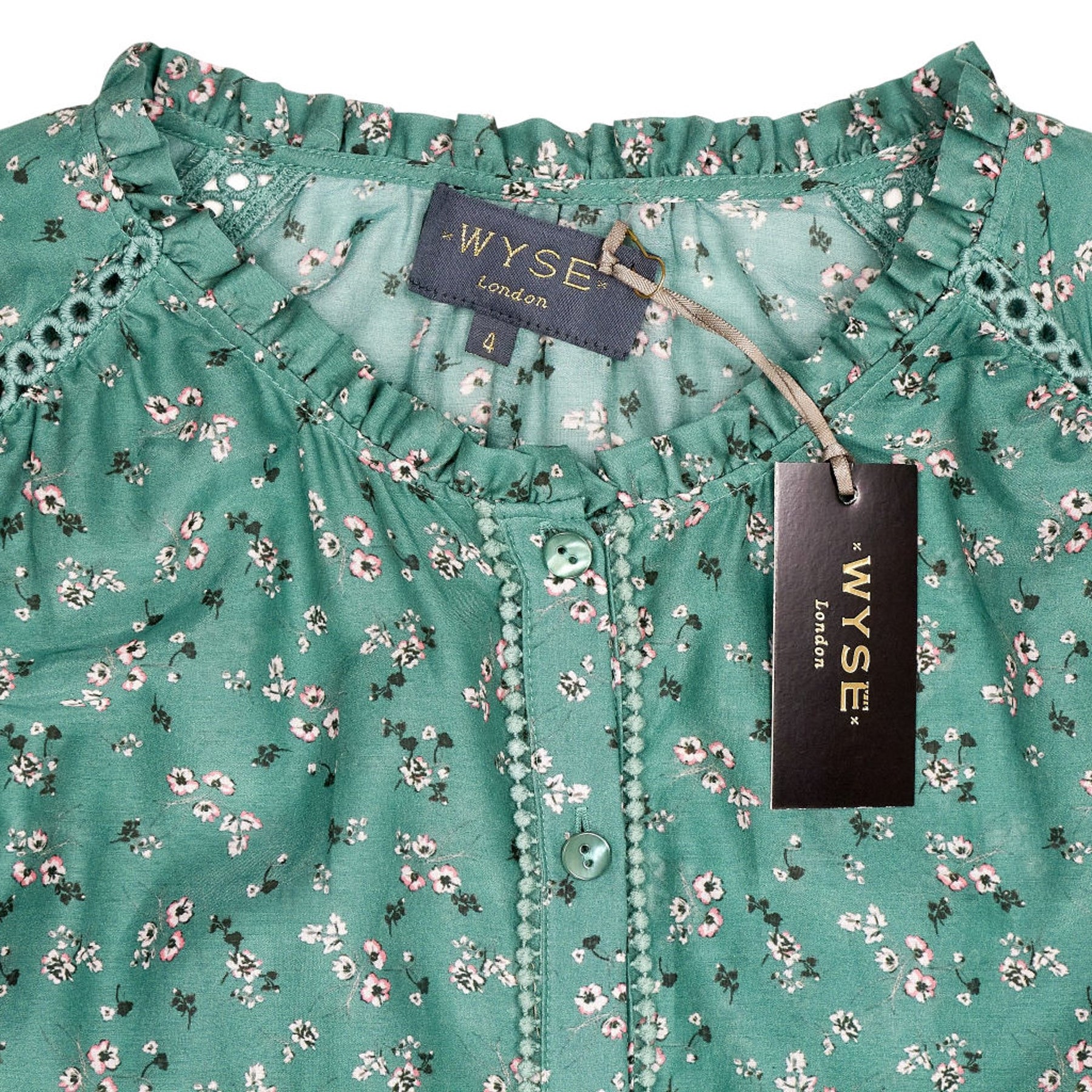 WYSE Sage Green Floral Parker Silk Blouse