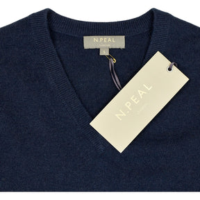 N.Peal Lava Blue The Burlington V Neck Jumper