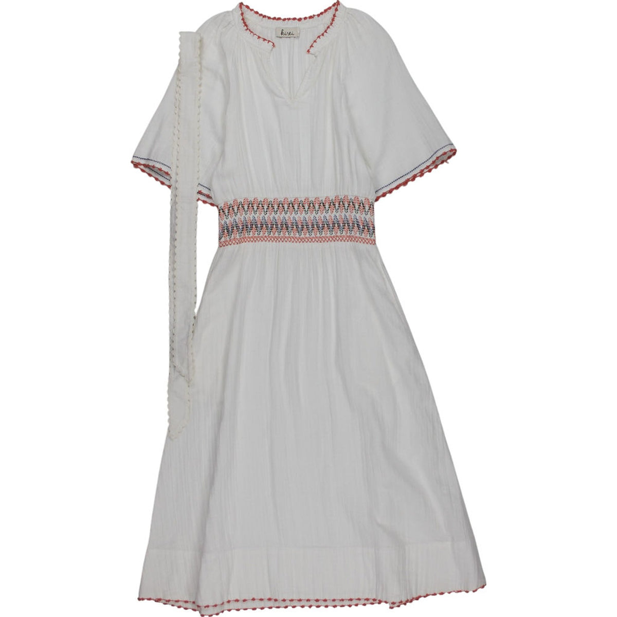Kirei White Embroidered Midi Dress