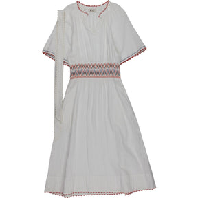 Kirei White Embroidered Midi Dress