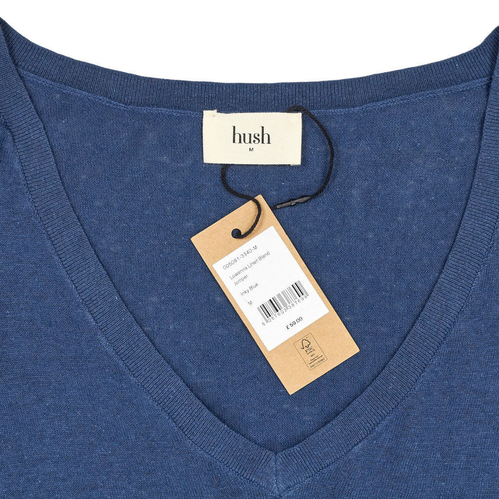 Hush Inky Blue Lowenna Linen Blend Jumper