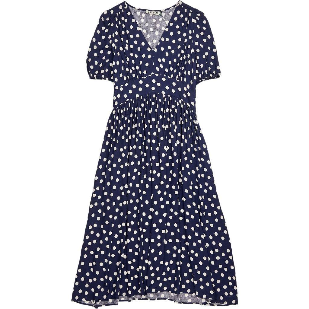Baukjen Navy Polka Dot Lina Midi Dress