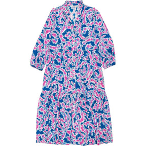 NRBY Blue Pink Floral Midi Dress