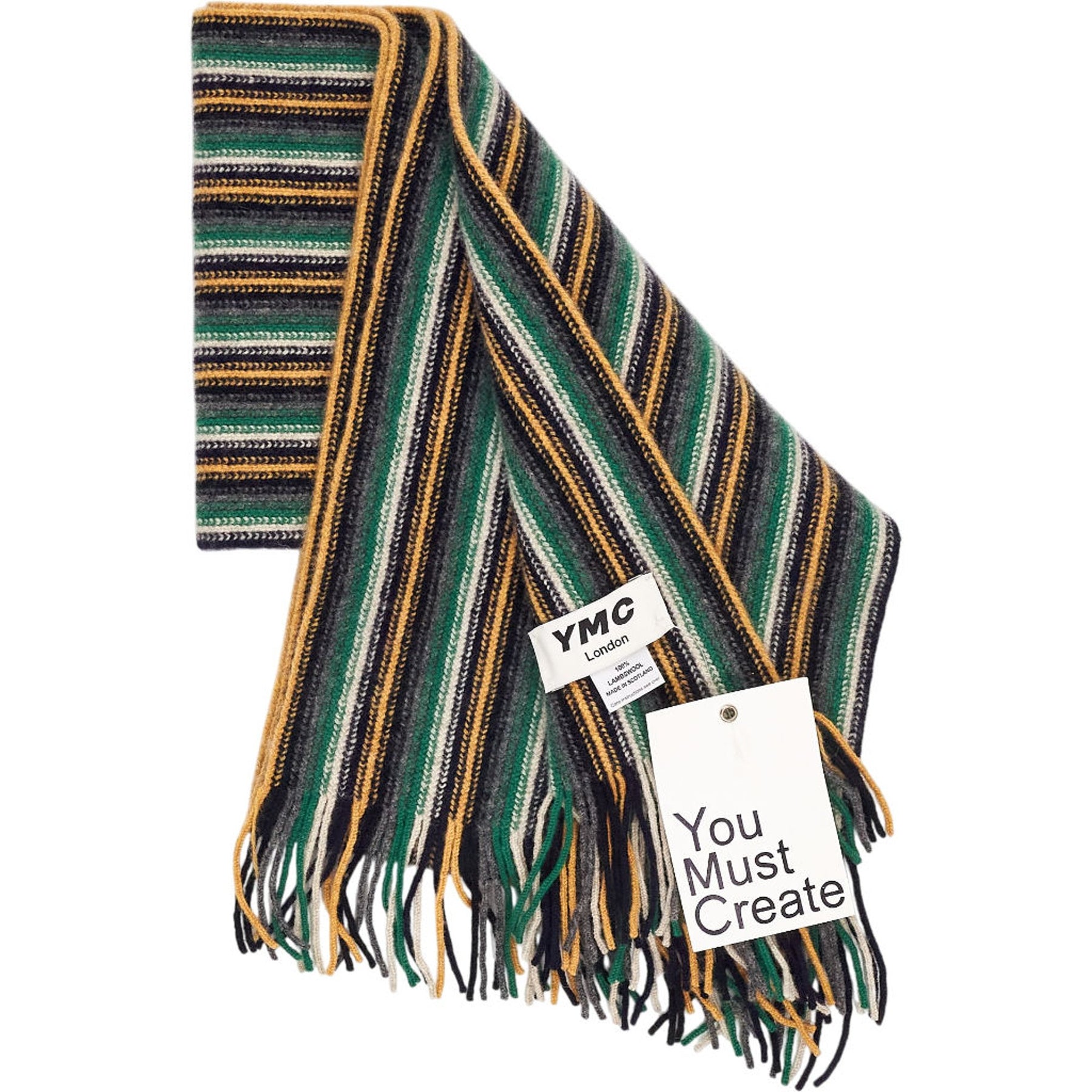 YMC Multicolour Striped Lambswool Scarf