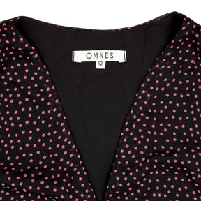 Omnes Black Pink Polka Dot Blouse