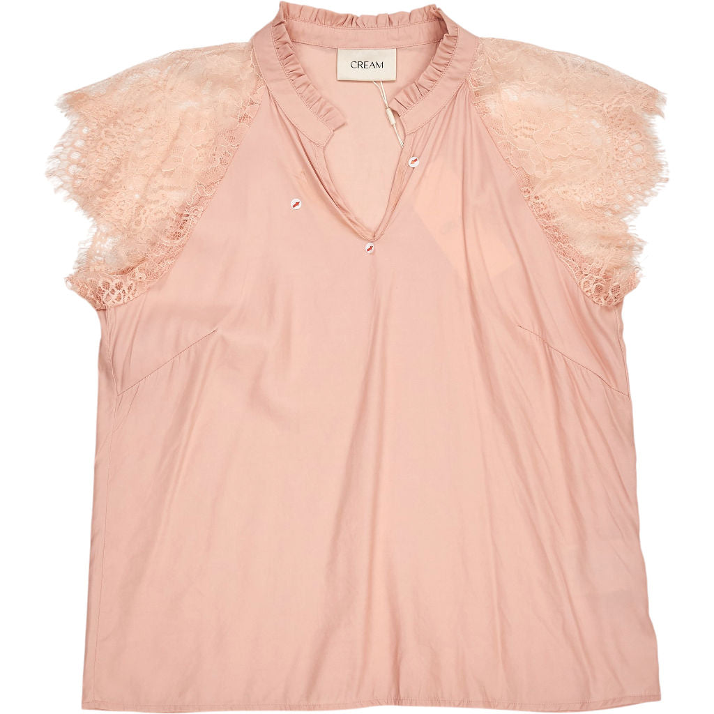 Cream Pink Lace Blouse