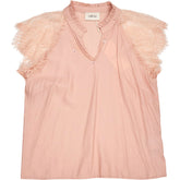 Cream Pink Lace Blouse