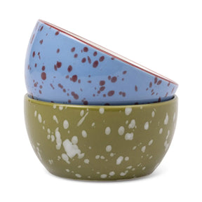 Bella Dipping Bowls - Set of 2 - Blue & Olive Splatter