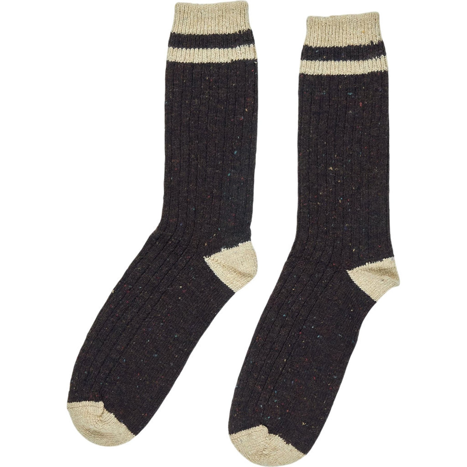 Drake's Brown Speckled Ribbed Socks
