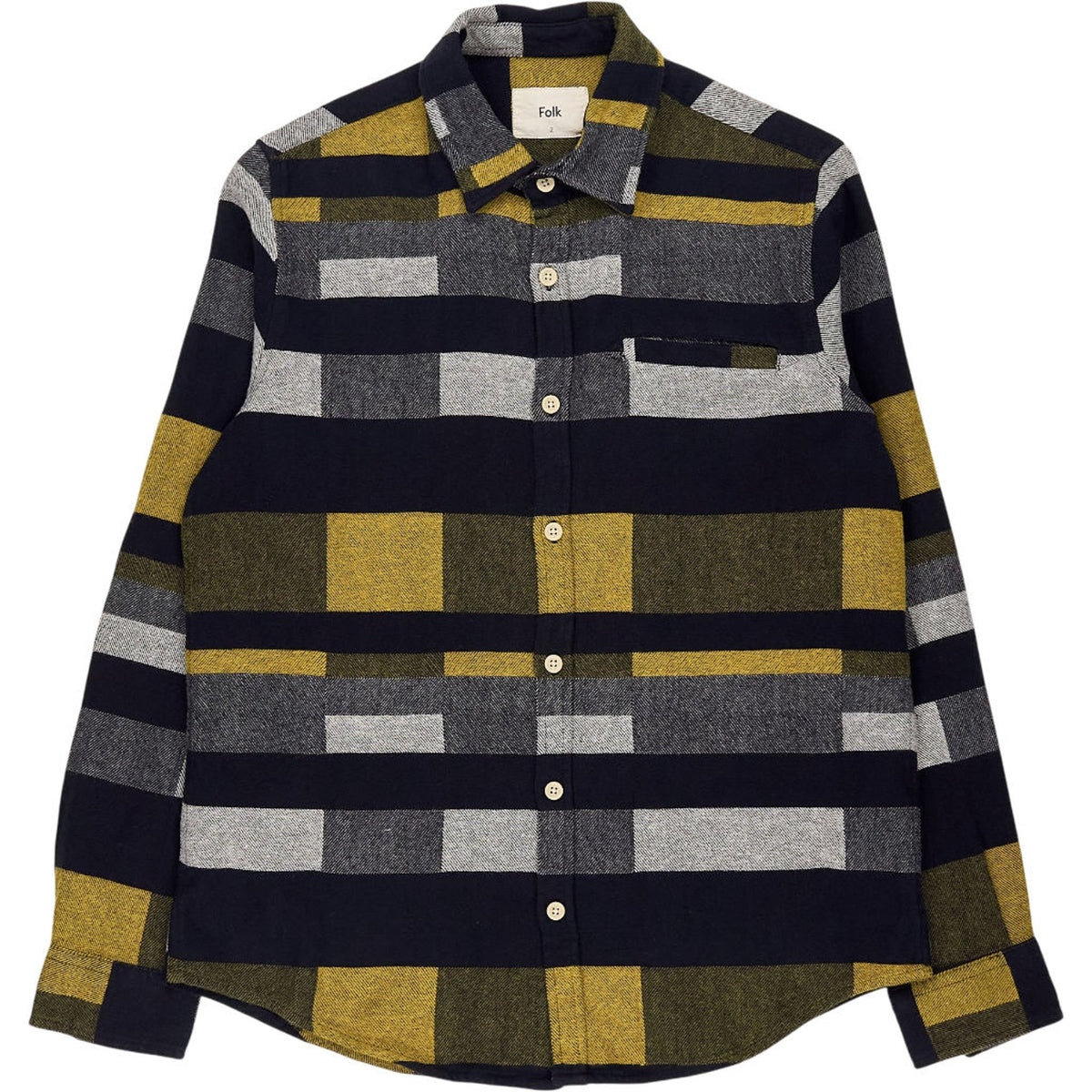 Folk Black Gold Block Check Shirt
