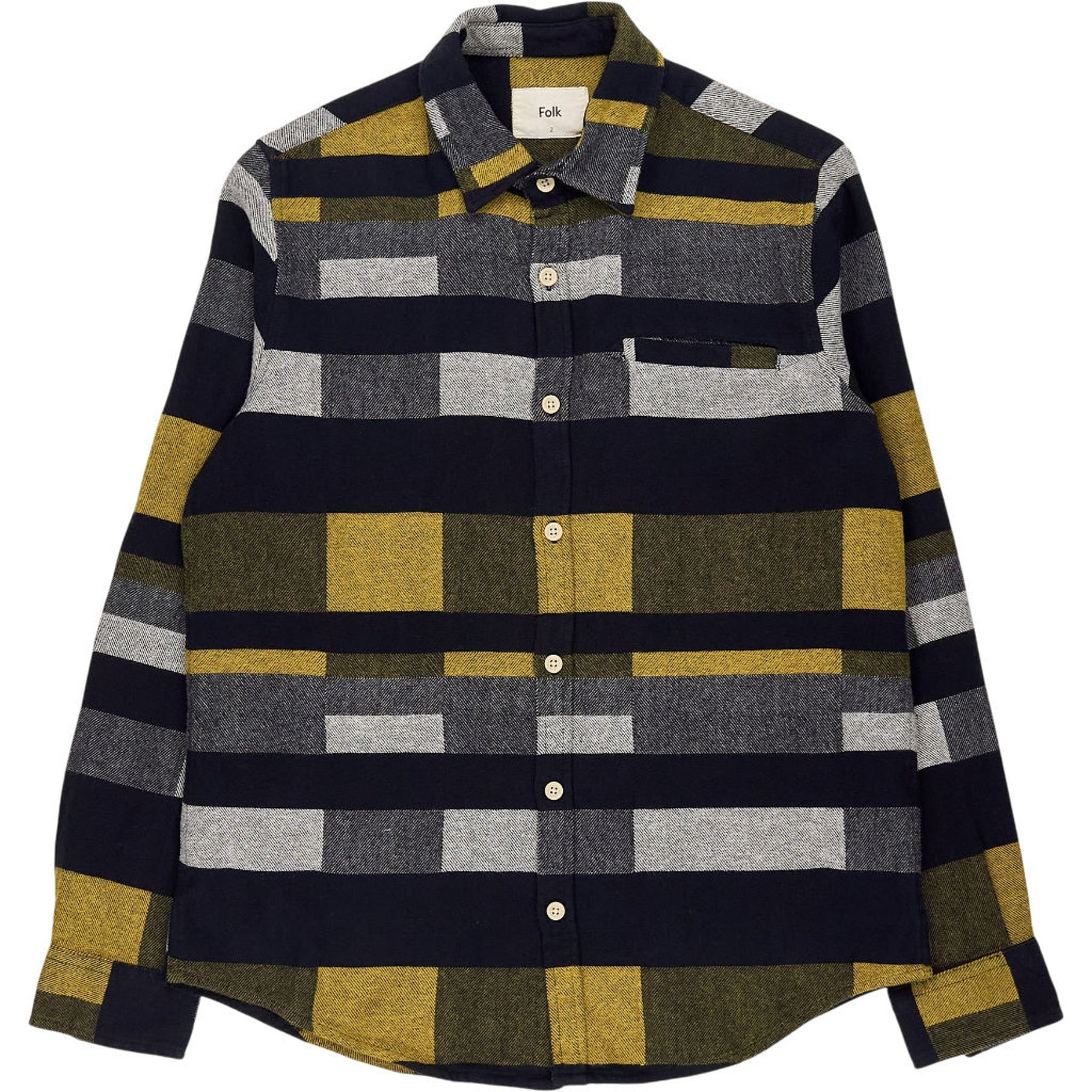 Folk Black Gold Block Check Shirt