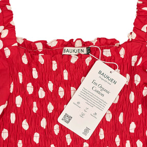 Baukjen Red Polka Dot Organic Cotton Smock Midi Alicia Dress