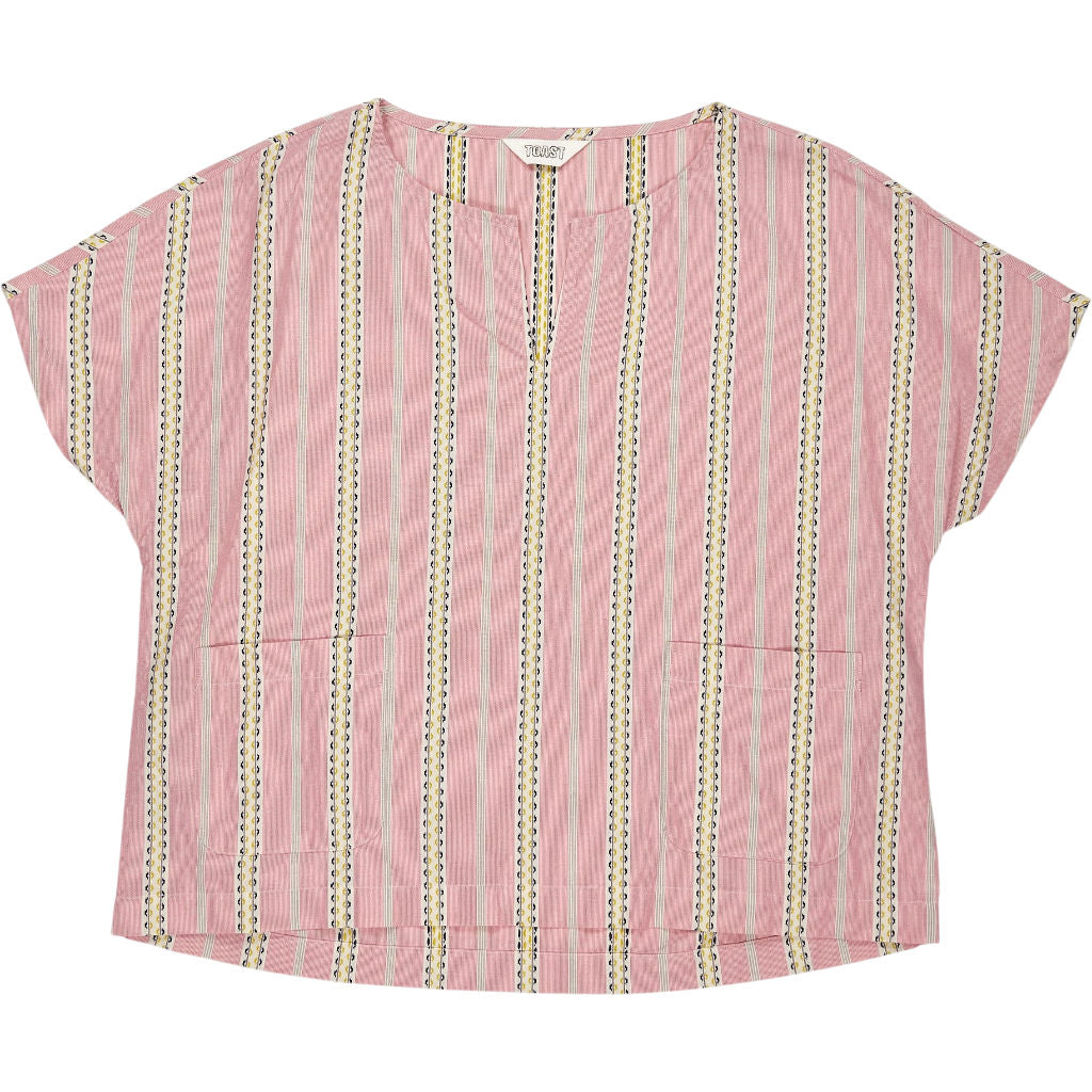 Toast Pink Striped Cotton Blouse
