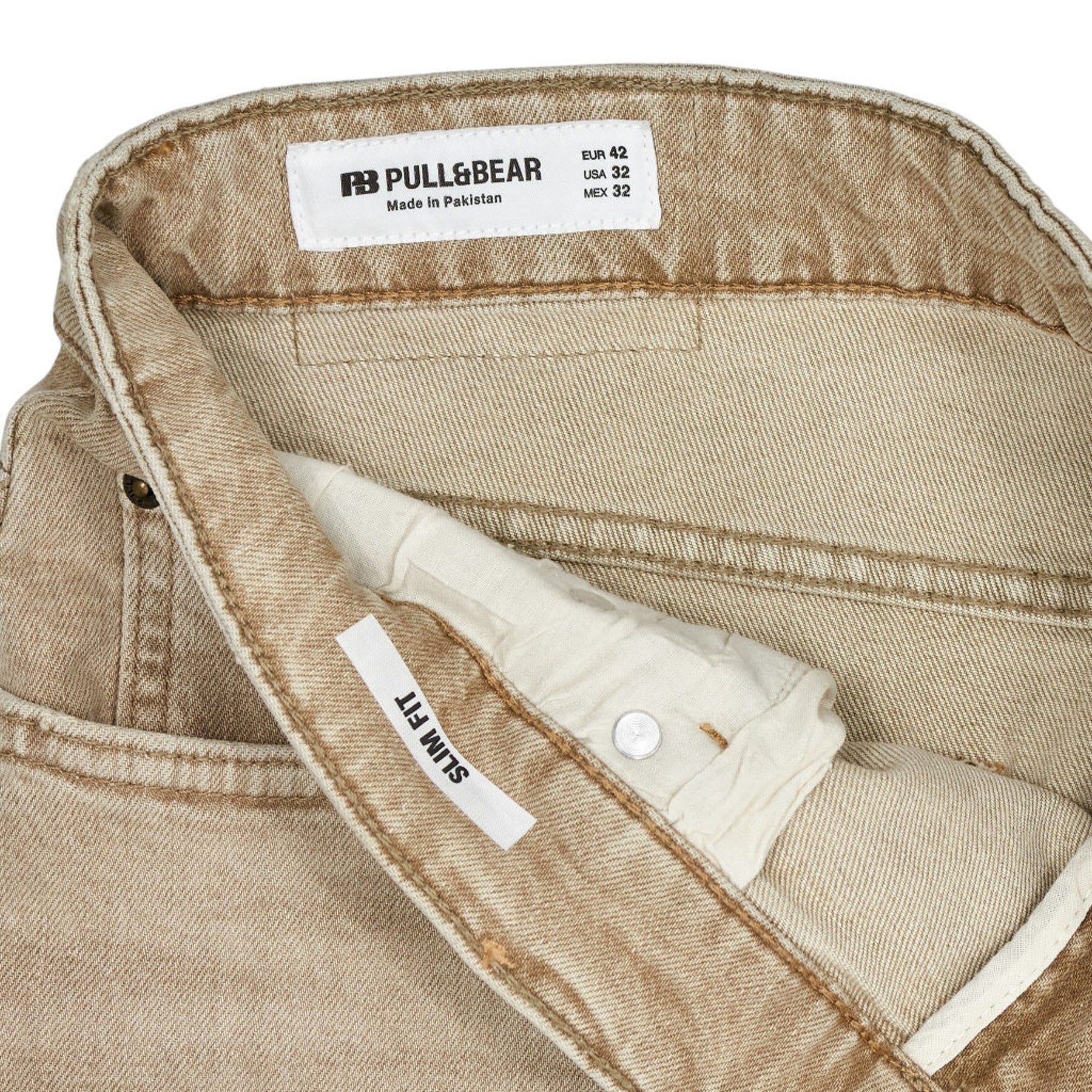 Pull & Bear Beige Slim Fit Jeans