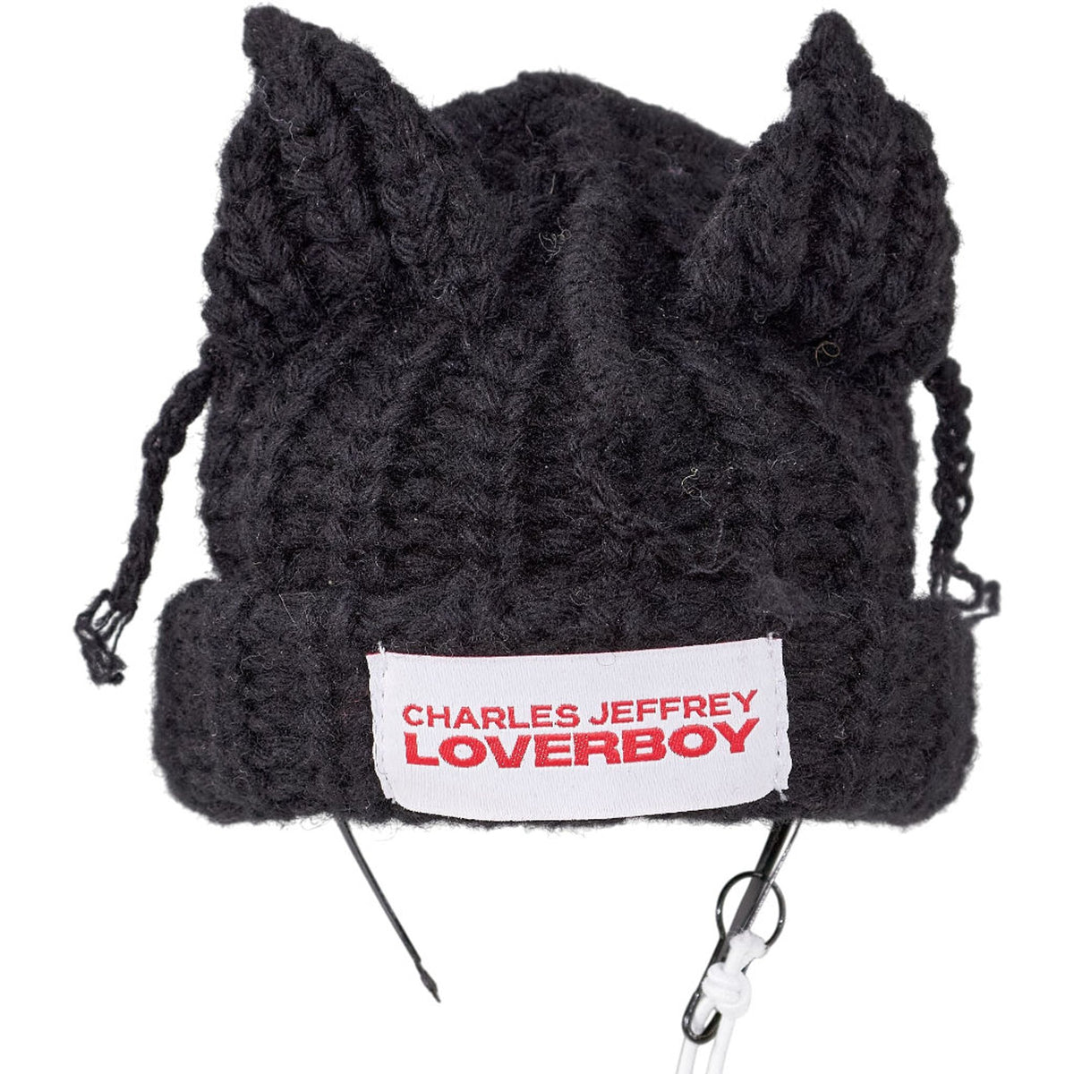 Charles Jeffrey Black Hairpiece - Mini Chunky Ears Beanie