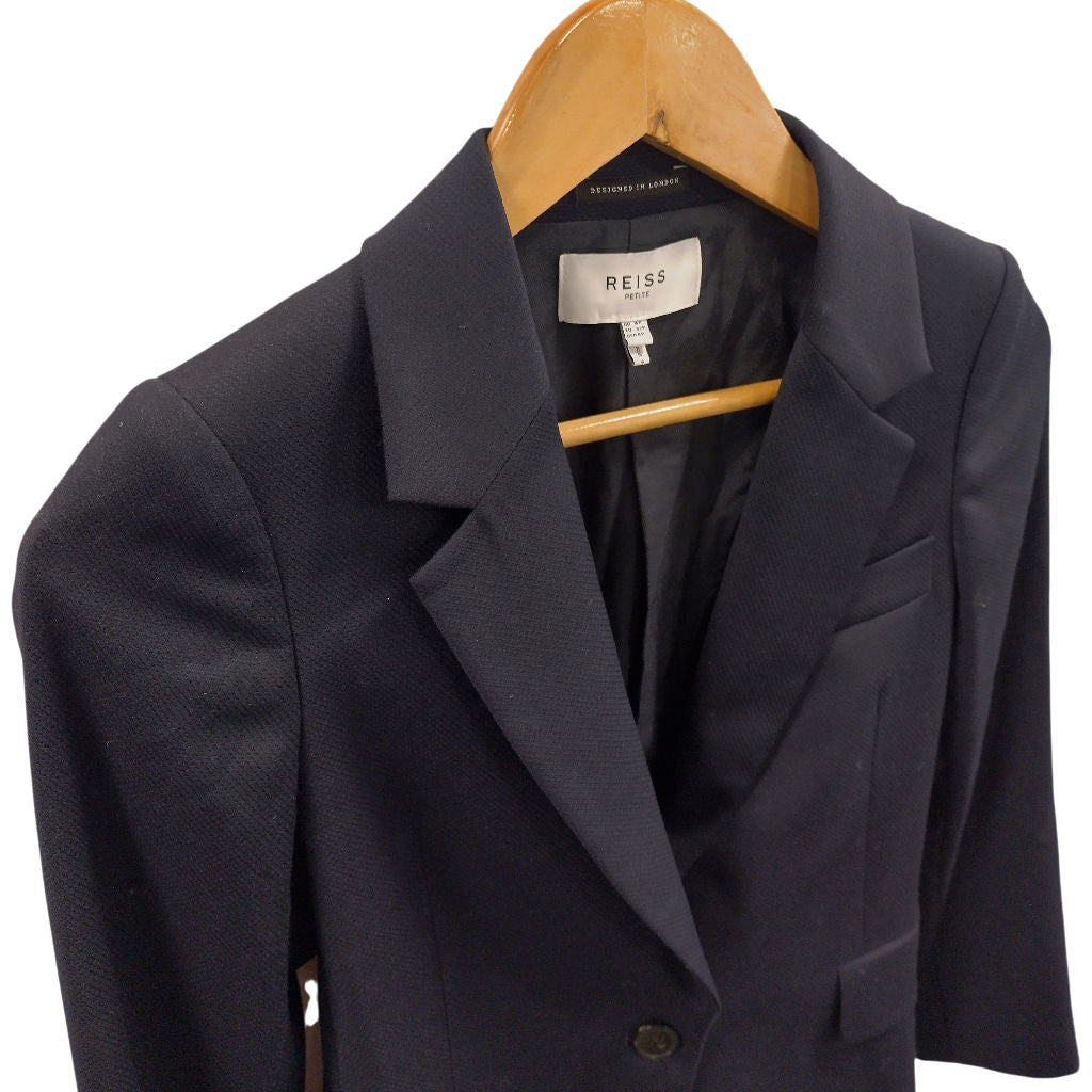 Reiss Navy Haisley Wool Blend Blazer Jacket Petite