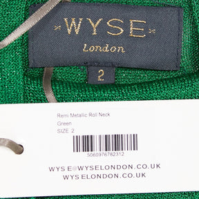 Wyse Green Remi Metallic Roll Neck Jumper