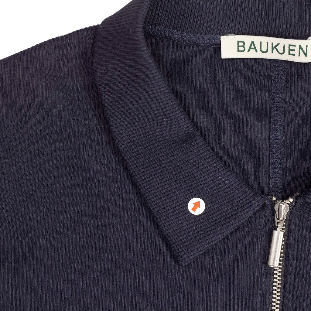 Baukjen Navy Organic Cotton Zip Collar Top