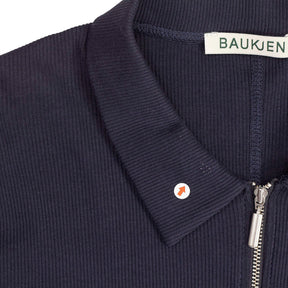 Baukjen Navy Organic Cotton Zip Collar Top