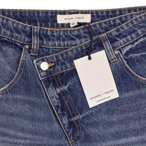 Seventy + Mochi Blue Denim Cross Over Jeans