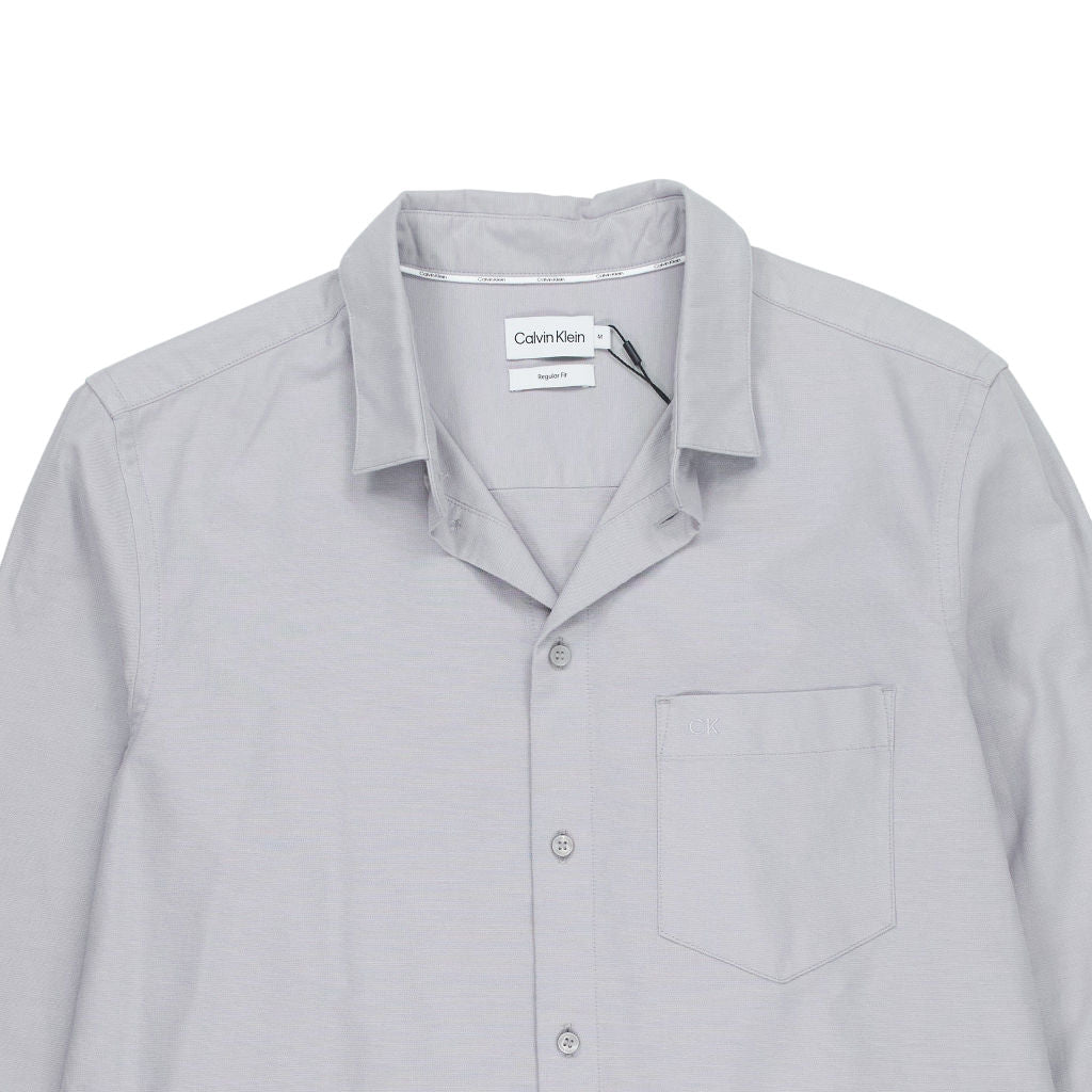 Calvin Klein Silver Grey Oxford Stretch Shirt M