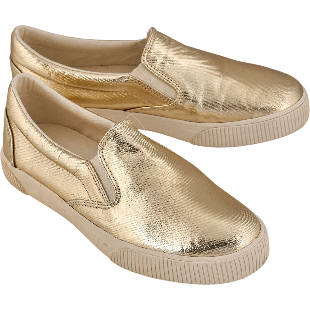 Hush Gold Metallic Canvas Gili Slip On Trainers