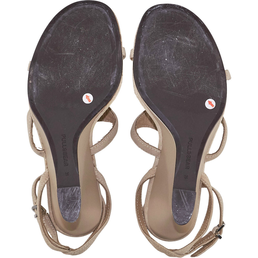 Pull & Bear x Karoline Vitto Cream Suede Wedge Sandals