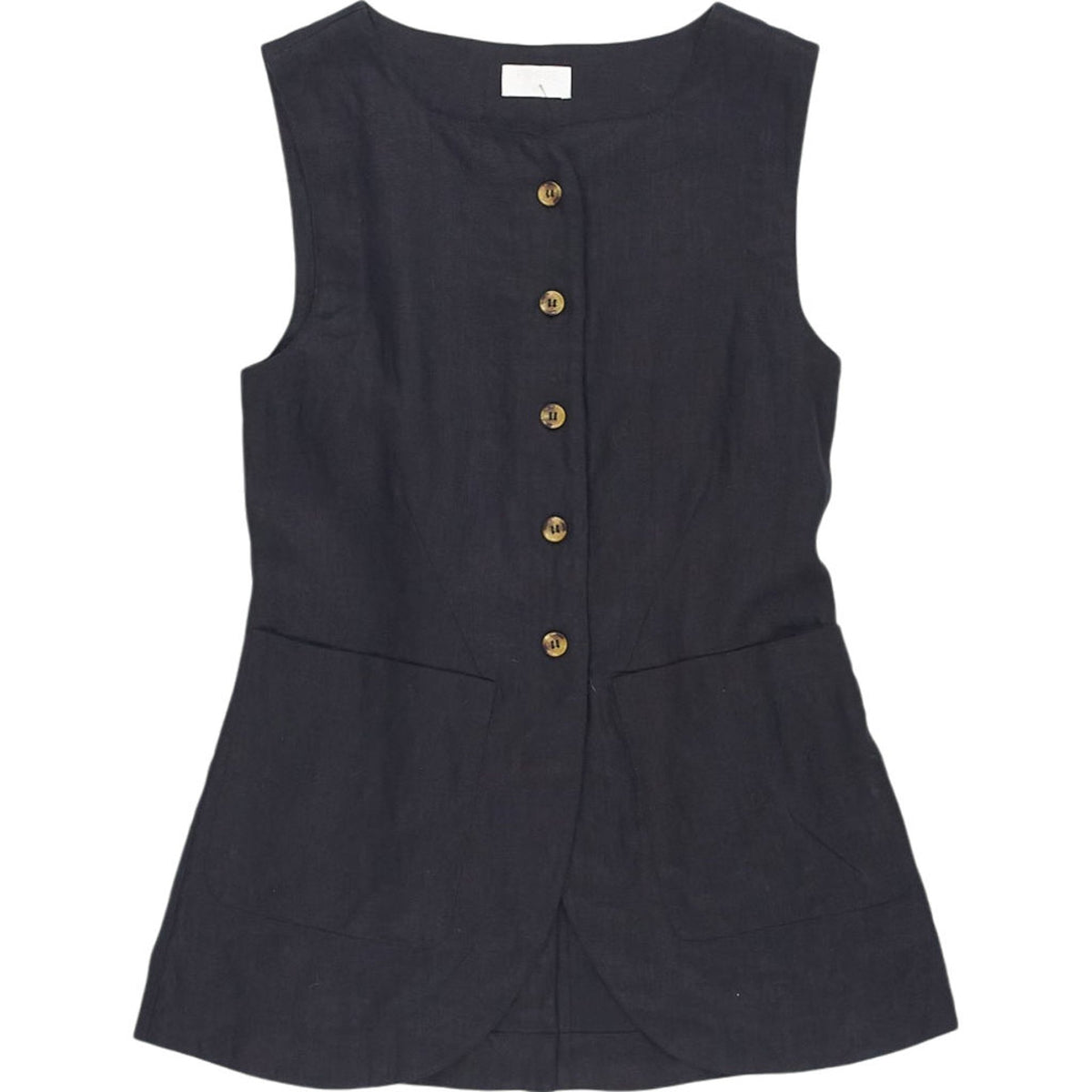 Posse Black Sleeveless Button Top